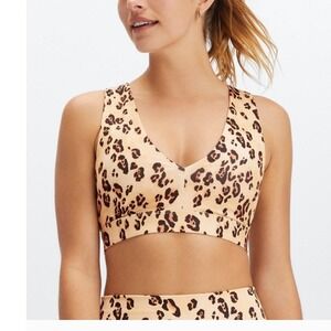 Fabletics Leopard Medium Impact Sports Bra padded Activewear Workout‎ Top 1X